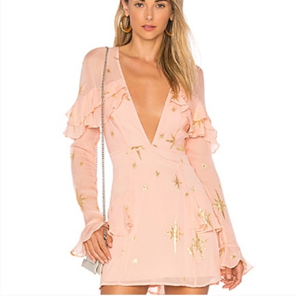 For Love And Lemons Gilded Star Mini Dress Small - Picture 3 of 10